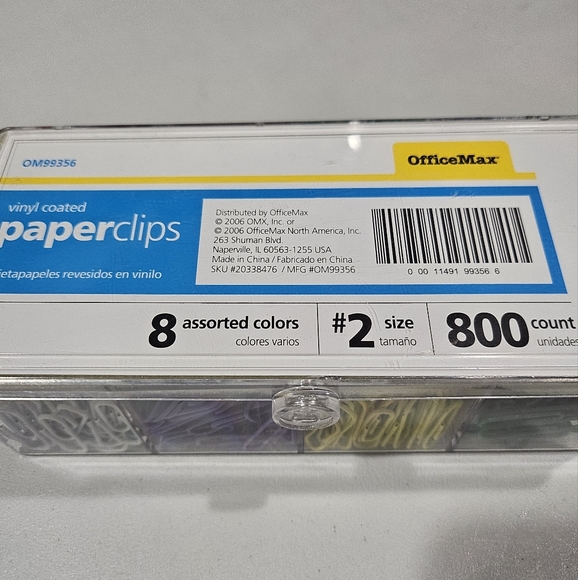 NIB Office Max Vinyl Coated Assorted Colors #2 Size 800 Count Paper Clips - Picture 3 of 3